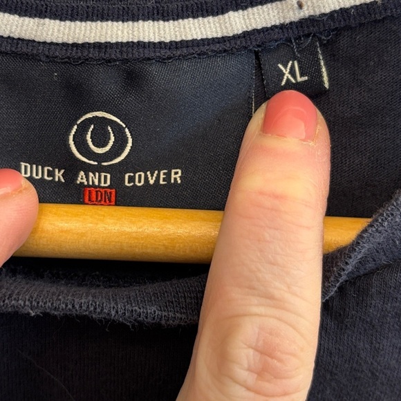 Red and Blue Short Sleeve Tee with Graphic Design - Picture 4 of 4